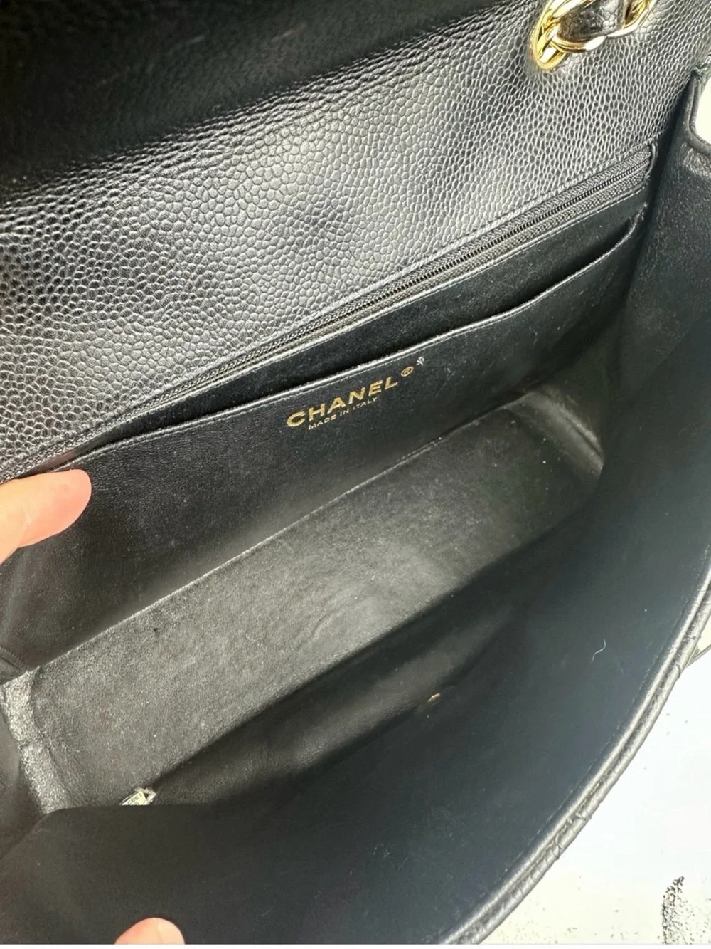 Chanel Jumbo Black Quilted Caviar Single Flap Shoulder Bag